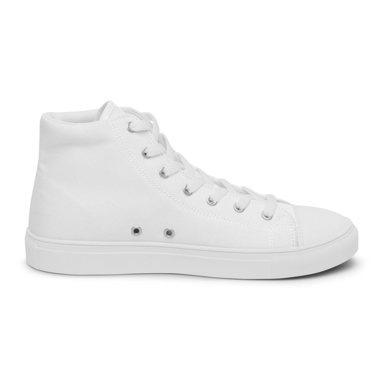 Men’s high top canvas shoes Breathe It All Out lips & flame – White left inside view | Twilight Vision Music
