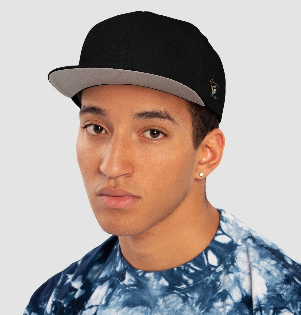 Hat with Breathe It all out Lips & Flame design