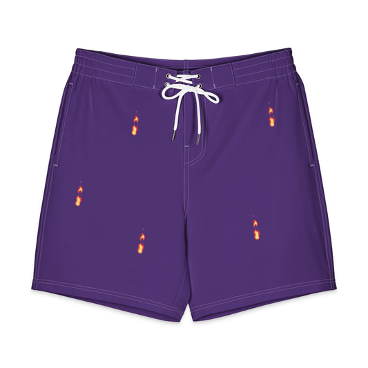 Men's Board Shorts Breathe It All Out lips & flame – White front view | Twilight Vision Music