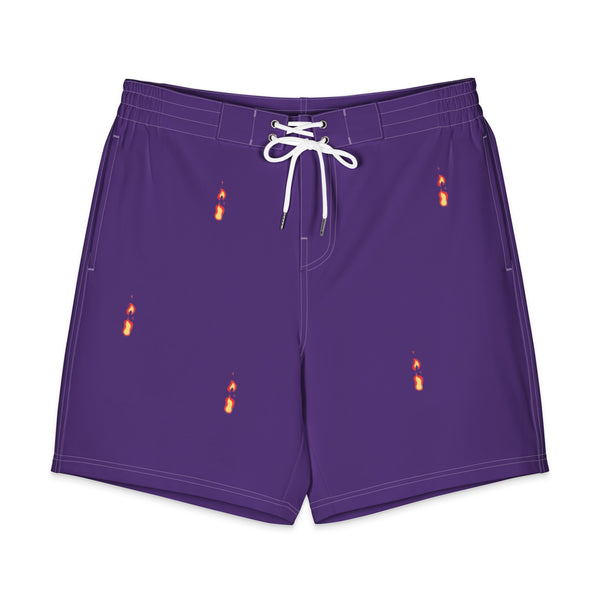 Men's Board Shorts Breathe It All Out lips & flame – White front view | Twilight Vision Music