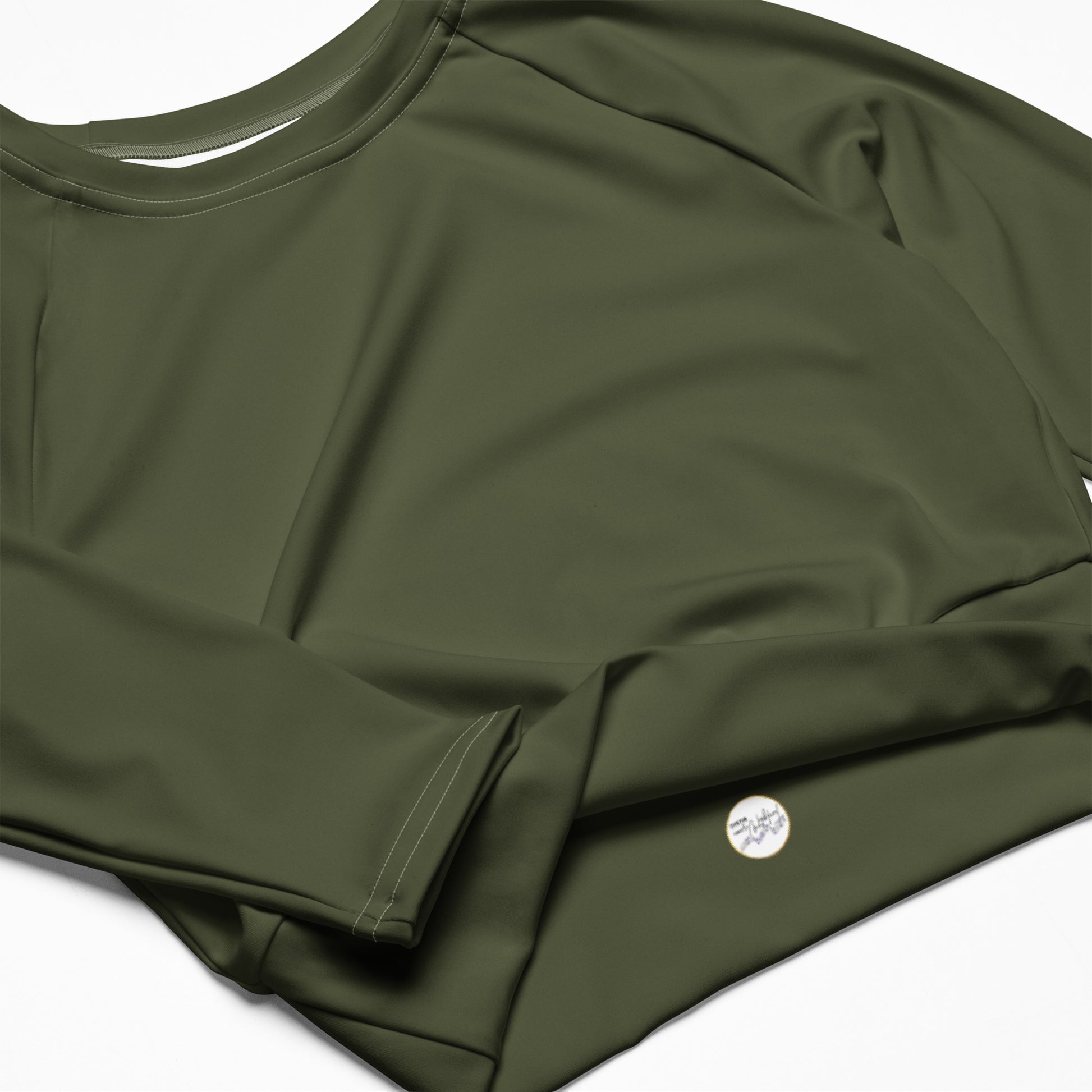 Long-sleeve crop top Breathe It All Out lips & flame – White close-up detail | Twilight Vision Music