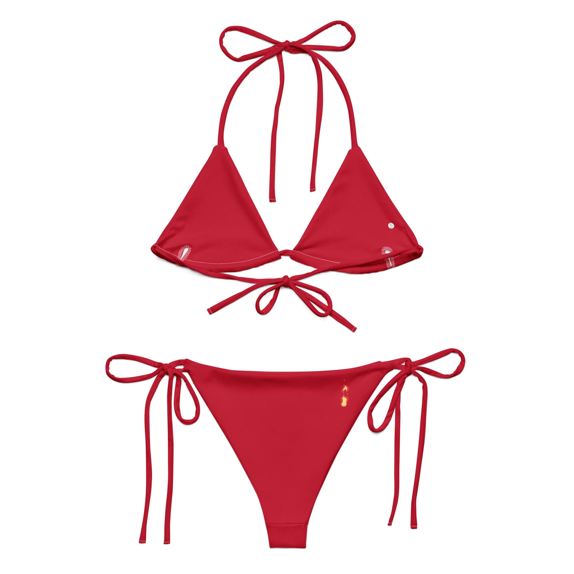Breathe It All Out lips & double flame string bikini – White back view | Twilight Vision Music