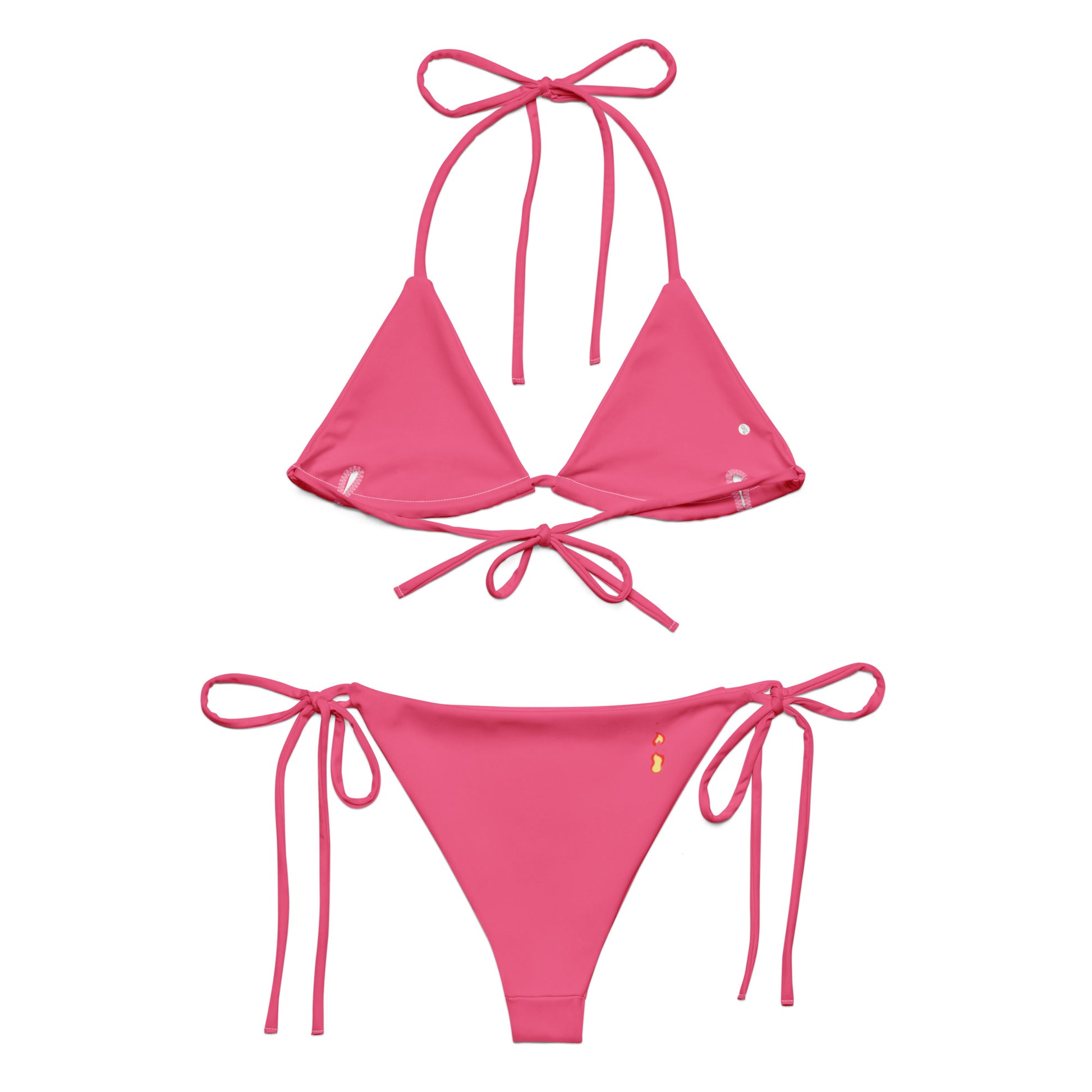 Breathe It All Out lips & double flame string bikini – White back view | Twilight Vision Music