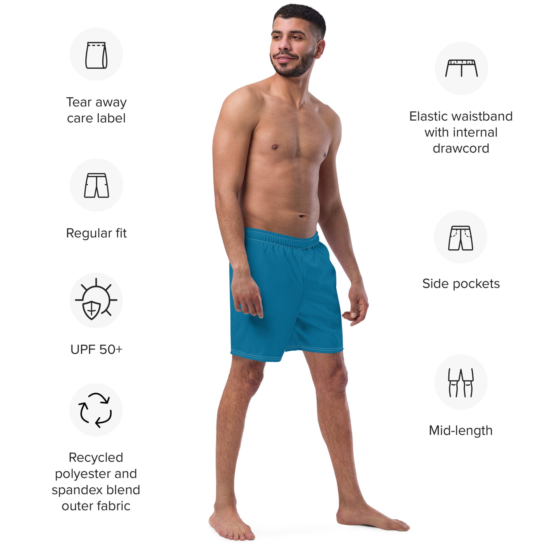 Breathe It All Out lips & flame Swim Trunks ( anti-chafe inner liner) – White right front angle | Twilight Vision Music