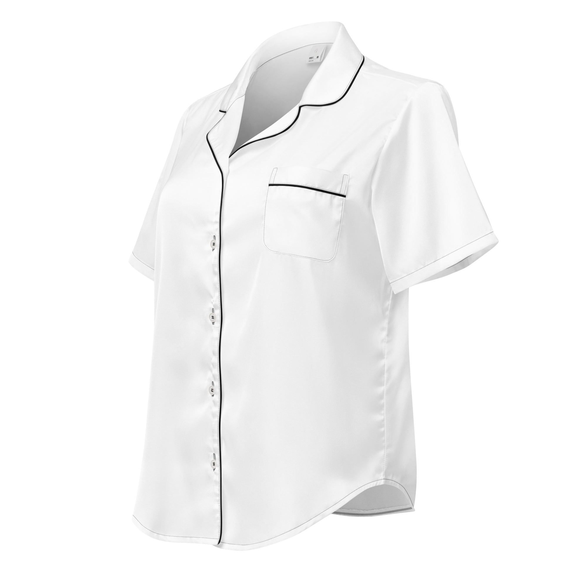 Breathe It All Out lips & flame short sleeve pajama top – Black left front angle | Twilight Vision Music