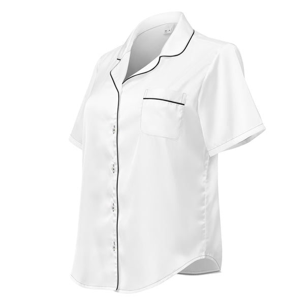 Breathe It All Out lips & flame short sleeve pajama top – Black left front angle | Twilight Vision Music