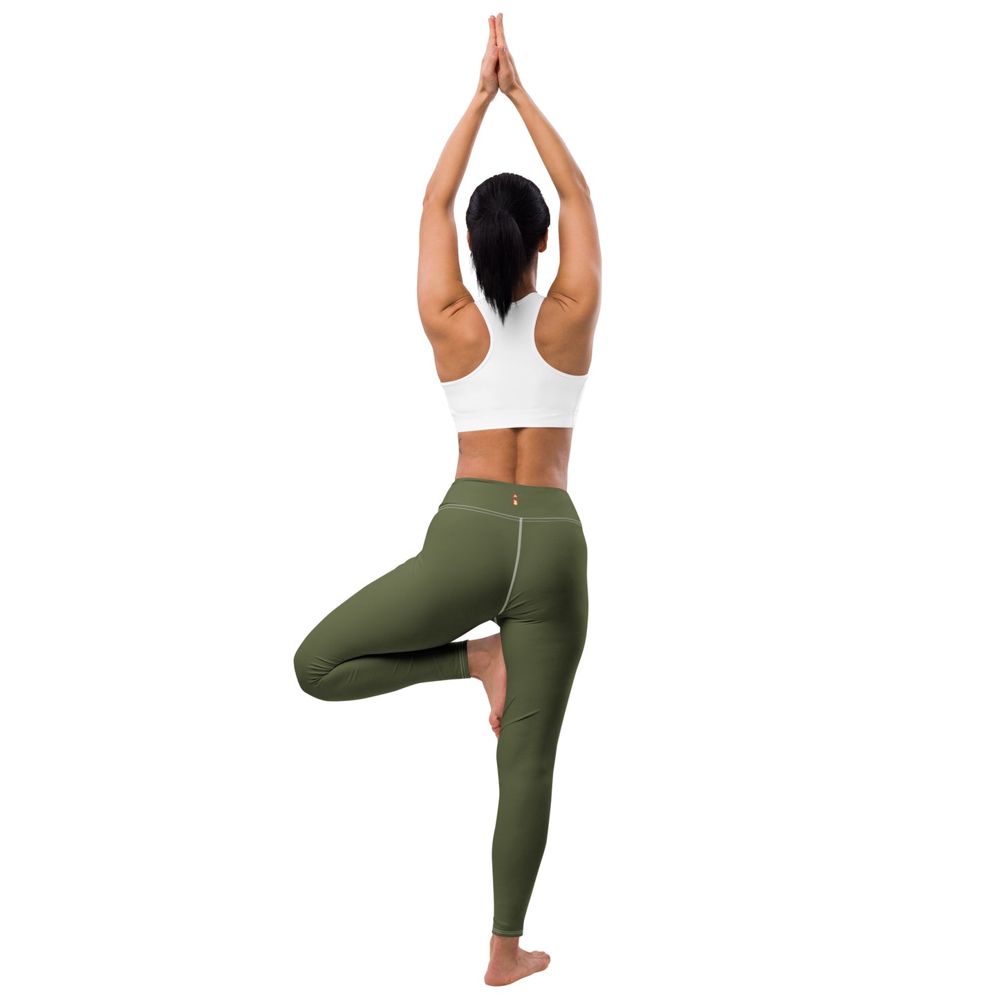 Yoga Leggings with flame – White back view (3) | Twilight Vision Music
