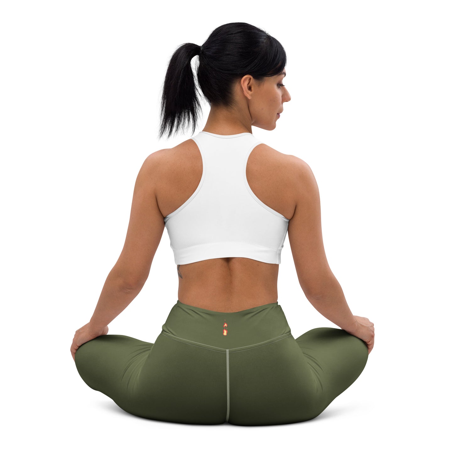 Yoga Leggings with flame – White back view (4) | Twilight Vision Music