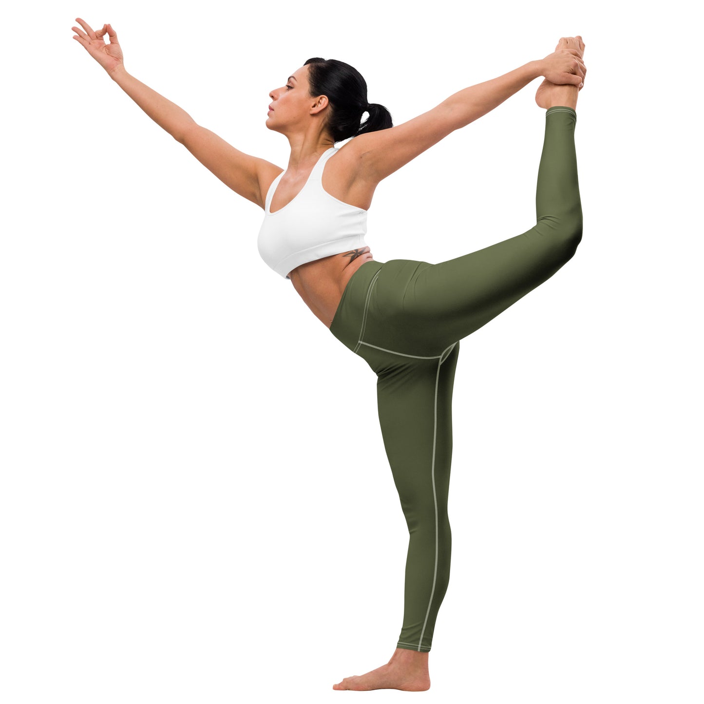 Yoga Leggings with flame – White left side view (2) | Twilight Vision Music
