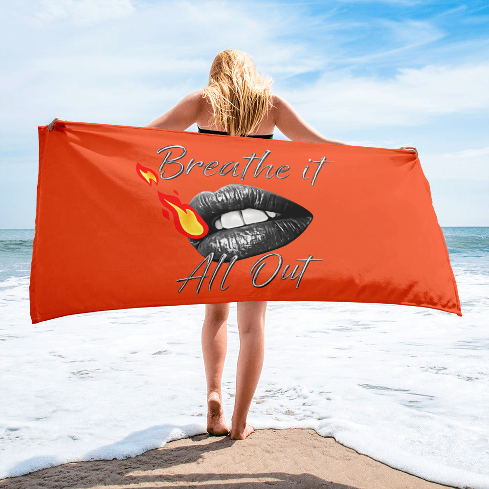 Breathe It All Out Towel (large print) – White lifestyle beach photo (3) | Twilight Vision Music