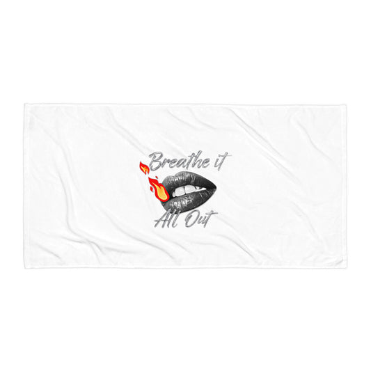 Breathe It All Out Towel – White lifestyle beach photo | Twilight Vision Music