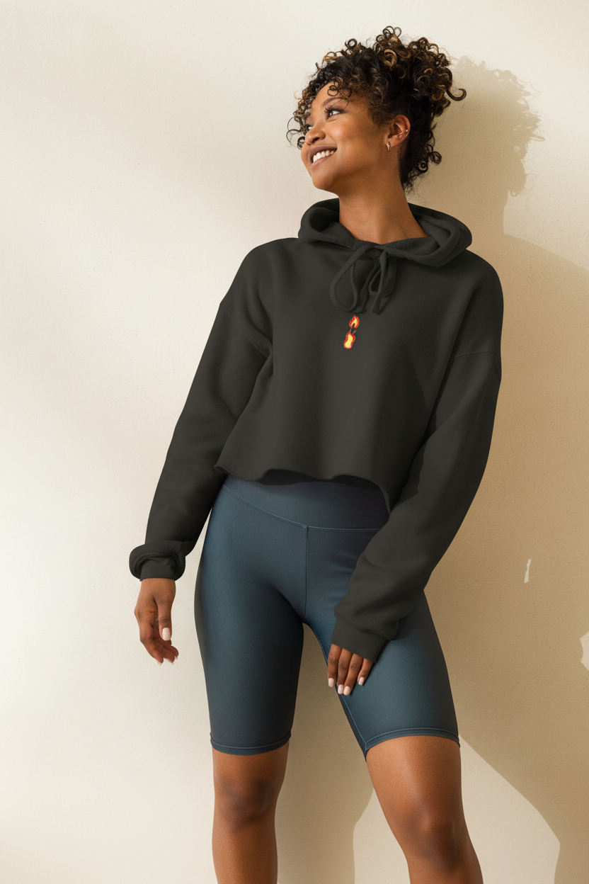 Crop Hoodie Breathe It All Out Lips & Flame
