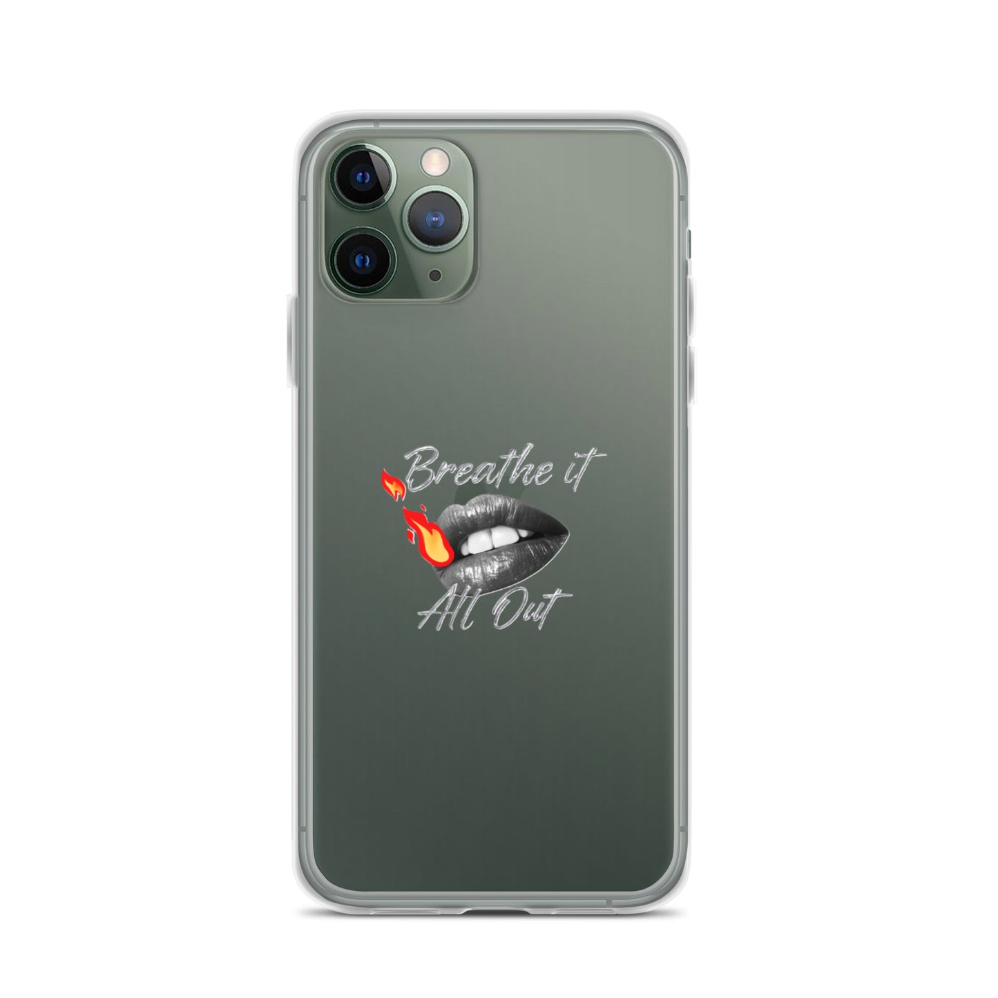 Breathe It All Out Phone case (with lips & flame) for iPhone® – on phone (8) | Twilight Vision Music