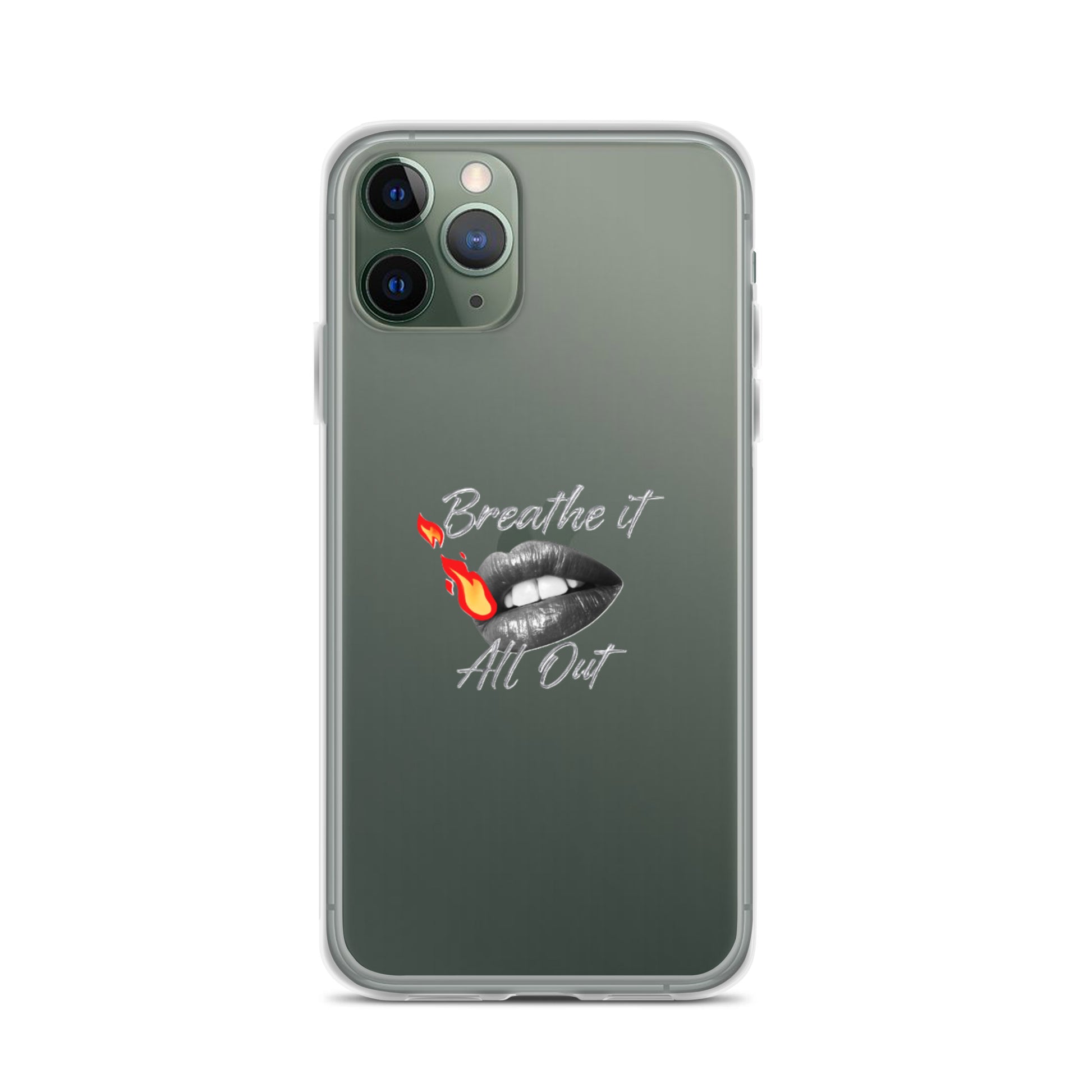 Breathe It All Out Phone case (with lips & flame) for iPhone® – on phone (8) | Twilight Vision Music
