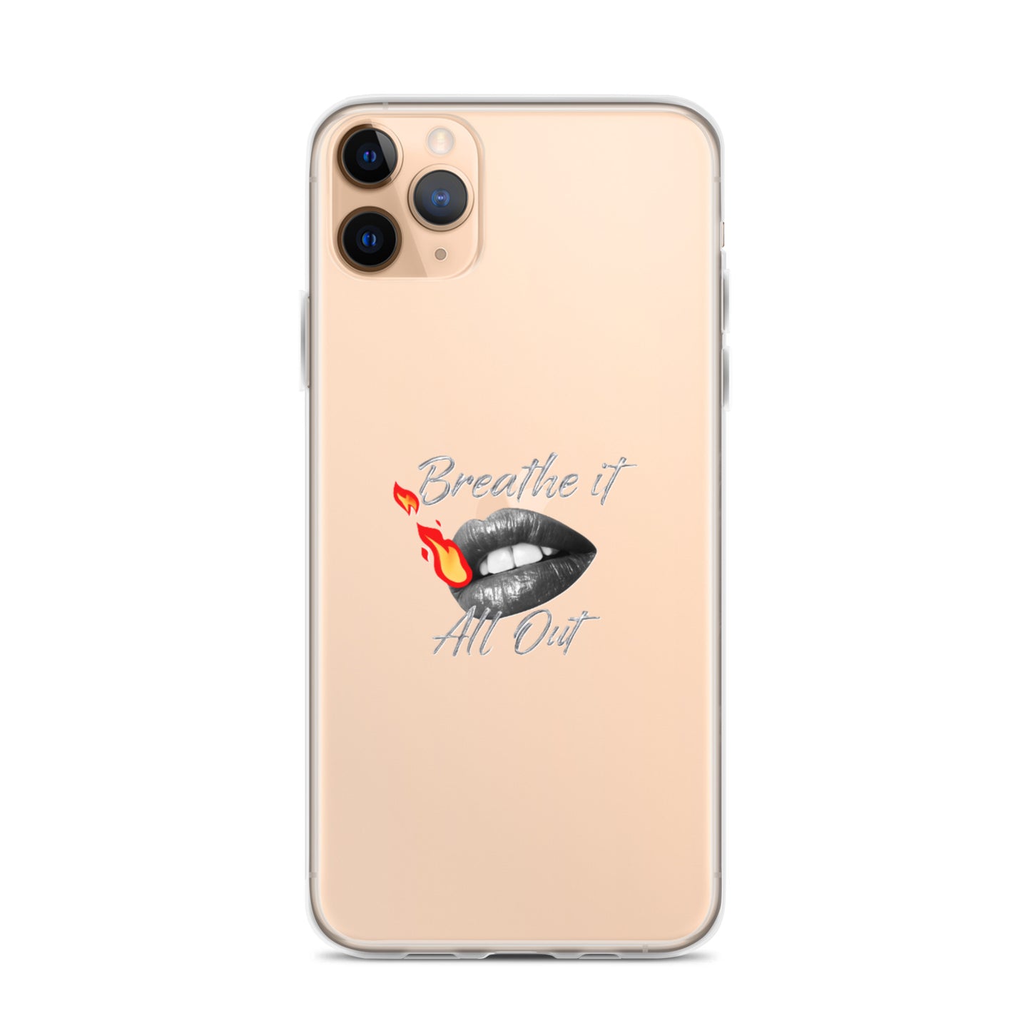 Breathe It All Out Phone case (with lips & flame) for iPhone® – on phone (7) | Twilight Vision Music