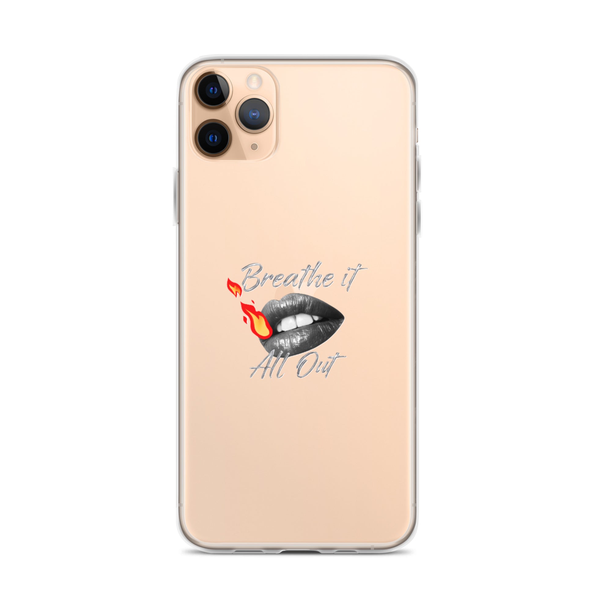 Breathe It All Out Phone case (with lips & flame) for iPhone® – on phone (7) | Twilight Vision Music