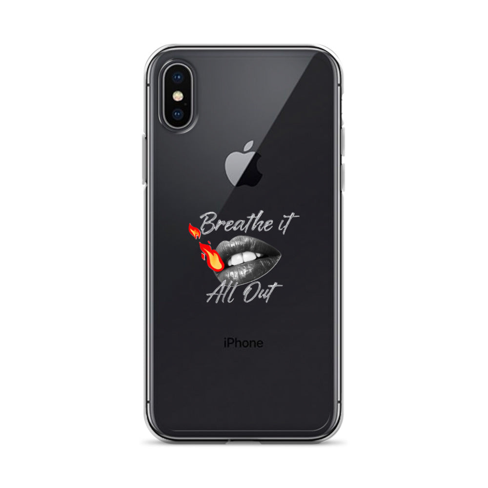 Breathe It All Out Phone case (with lips & flame) for iPhone® – on phone (2) | Twilight Vision Music