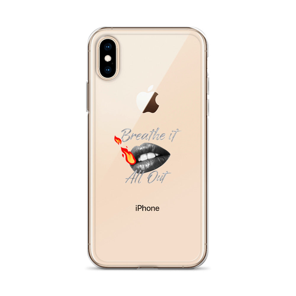 Breathe It All Out Phone case (with lips & flame) for iPhone® – on phone (3) | Twilight Vision Music