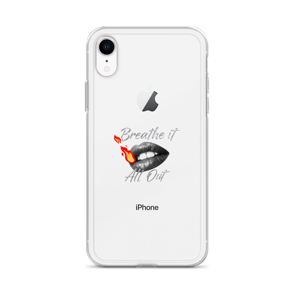 Breathe It All Out Phone case (with lips & flame) for iPhone® – on phone (5) | Twilight Vision Music