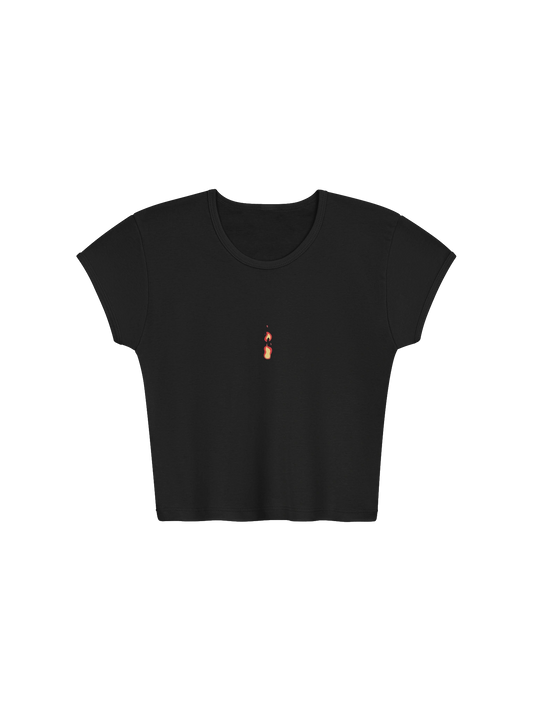 Casual short sleeve top Breathe it all out design (with lips & flame)