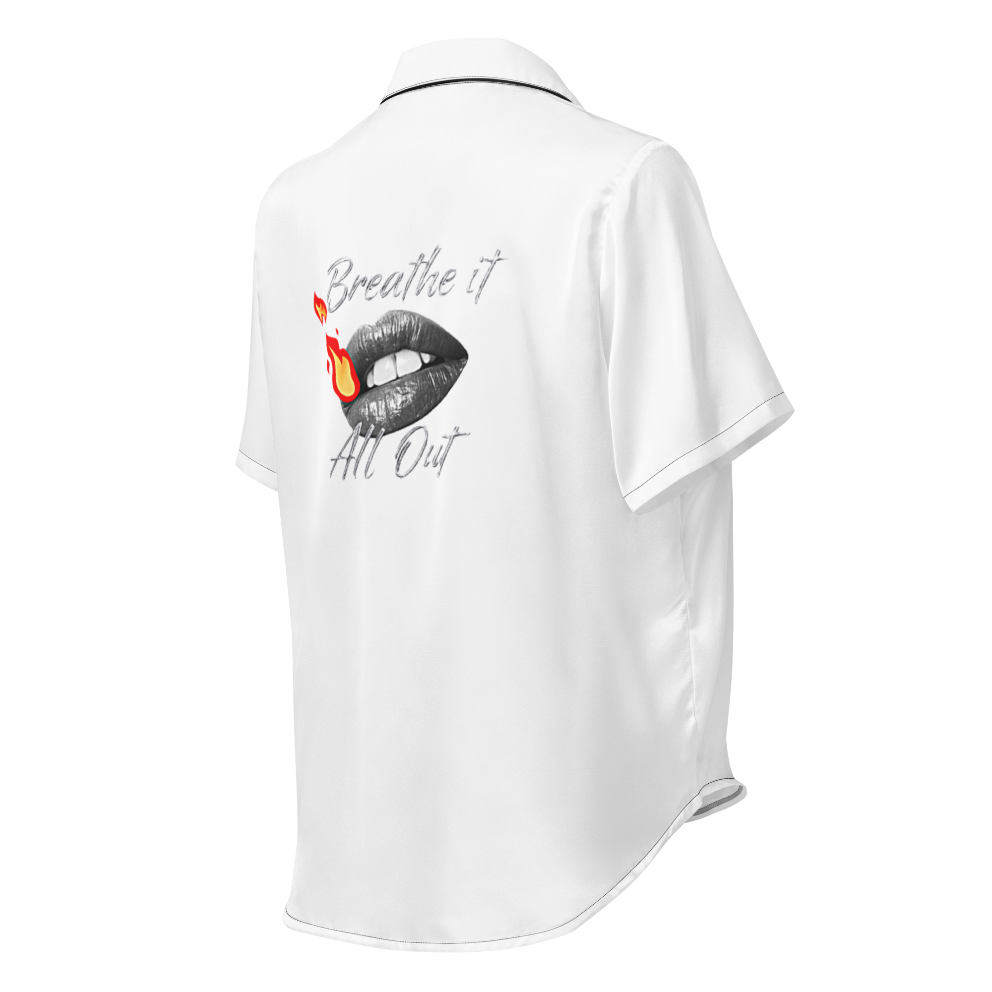 Breathe It All Out Pyjama shirt (with lips & flame)