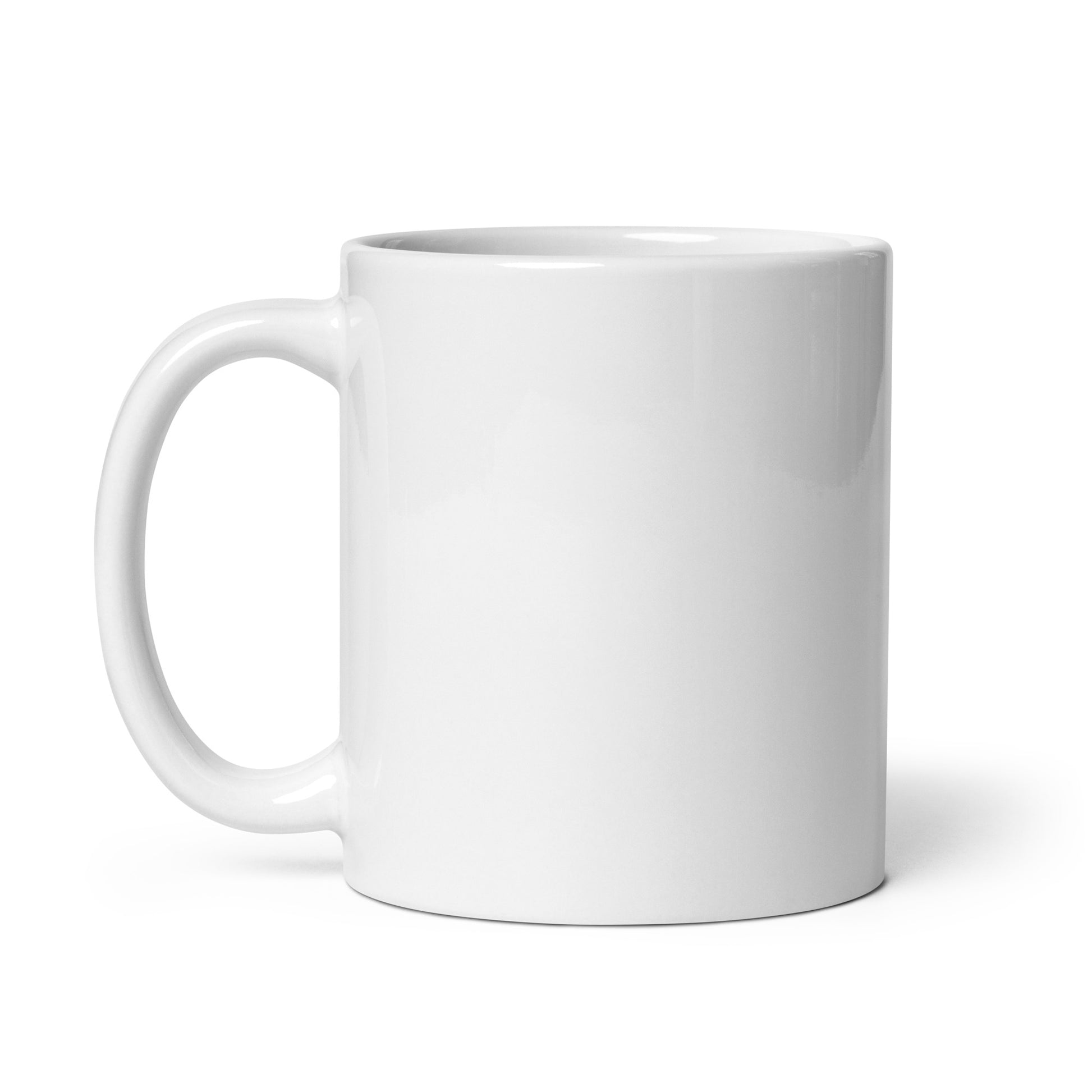 White glossy mug Breathe It All Out – White handle on left | Twilight Vision Music