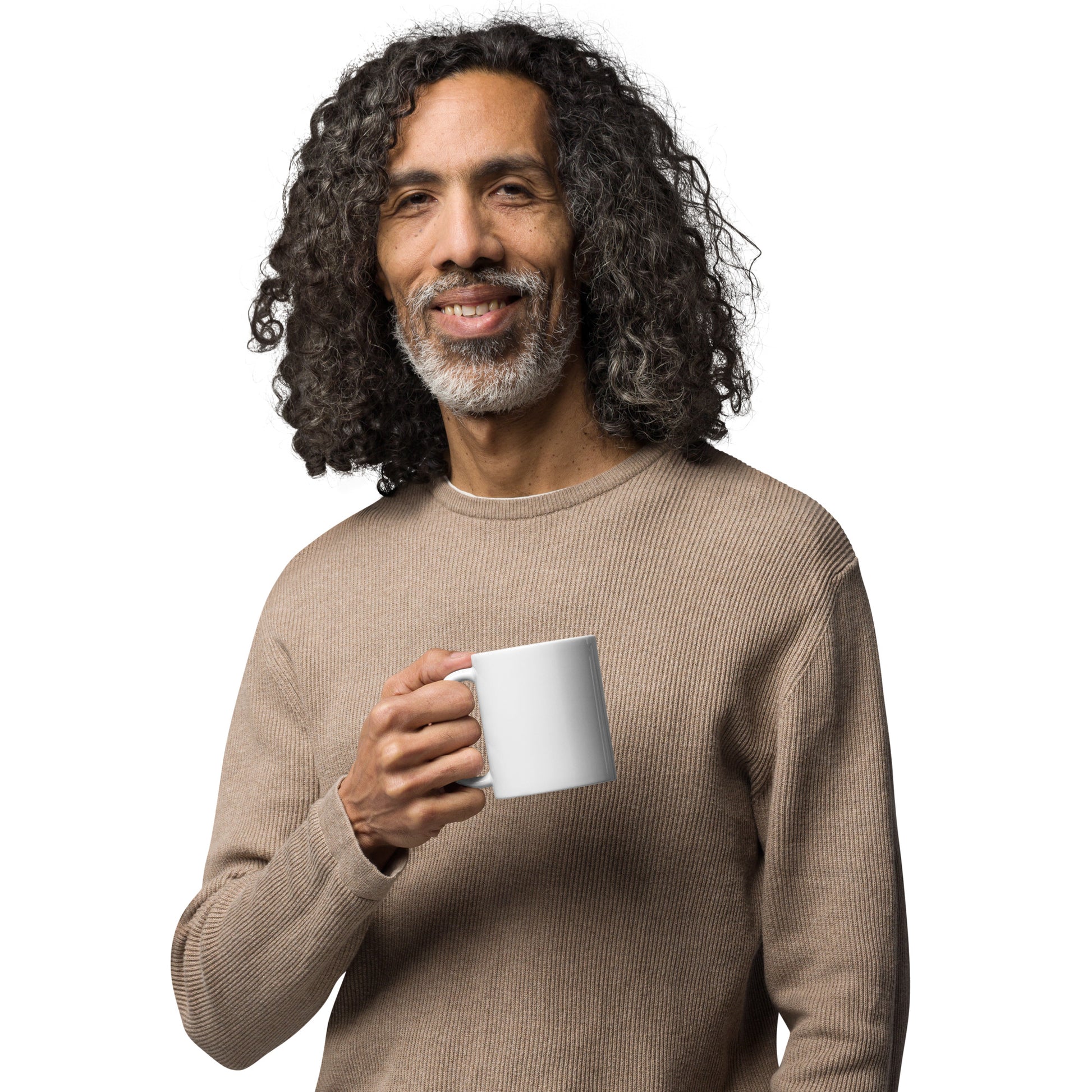 White glossy mug Breathe It All Out – White handle on left (4) | Twilight Vision Music