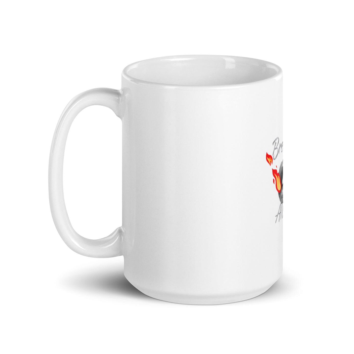 White glossy mug Breathe It All Out – White handle on left (2) | Twilight Vision Music