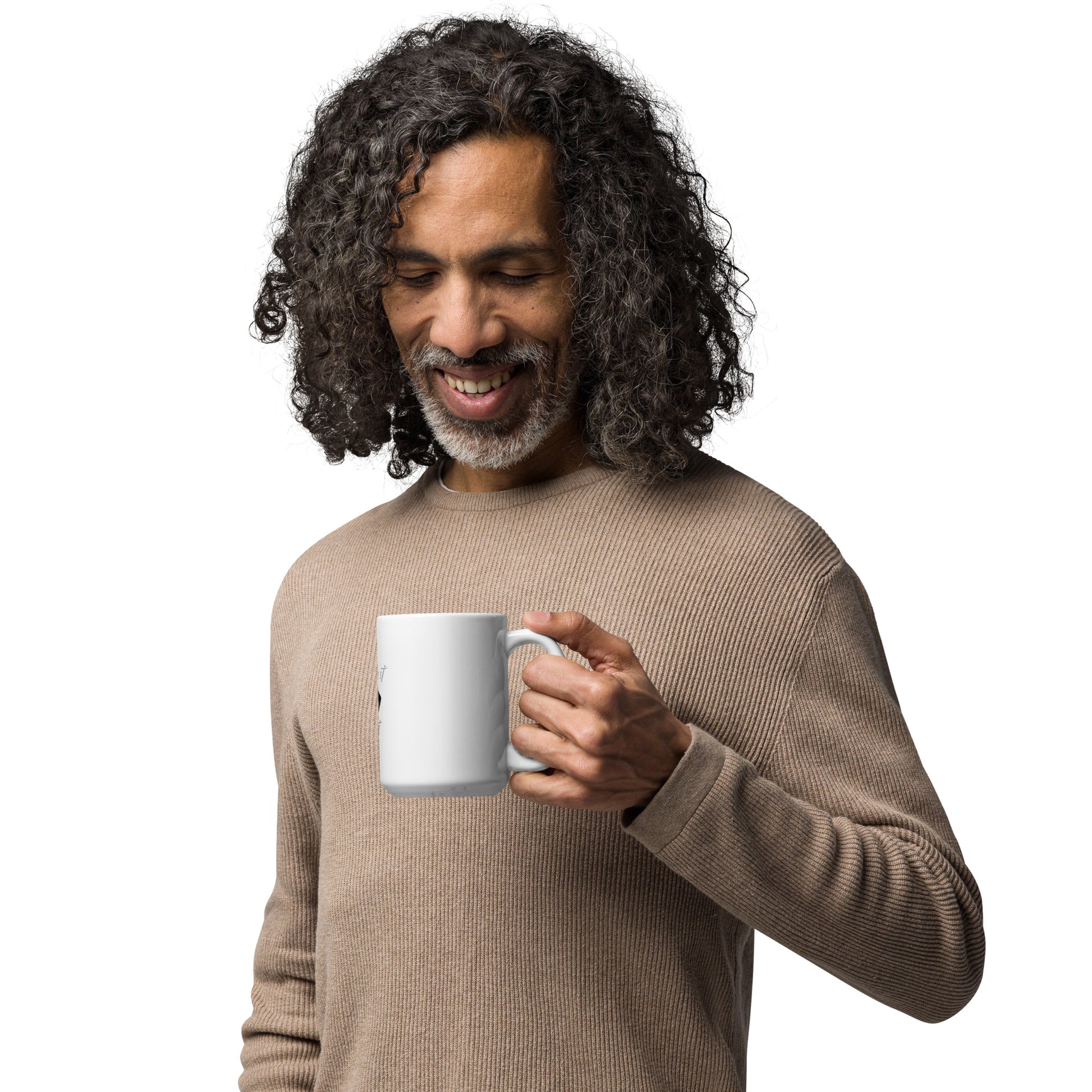 White glossy mug Breathe It All Out – White handle on right (5) | Twilight Vision Music