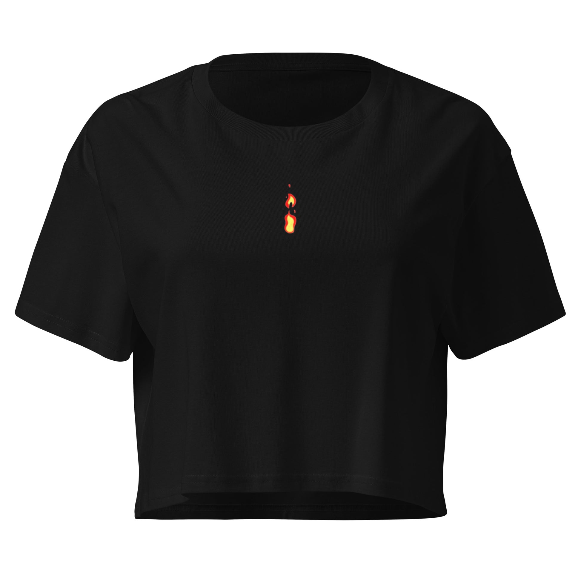 Women's TriDri Crop Top Breathe It All Out lips & flame – Black front view (2) | Twilight Vision Music
